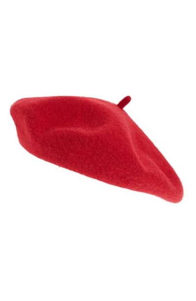 Shop Halogenr Halogen Wool Blend Beret In Red Chinoise