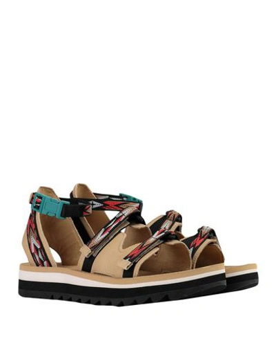 Shop Teva Midform Ceres W Woman Sandals Sand Size 8 Recycled Polyester, Soft Leather In Beige