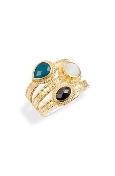 Shop Anna Beck Stone Stack Ring In Gold/ White/ Blue / Black