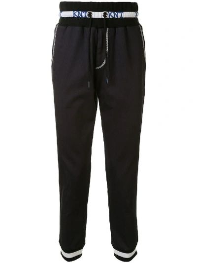 Shop Kiton Denim Knit Track Trousers In Black