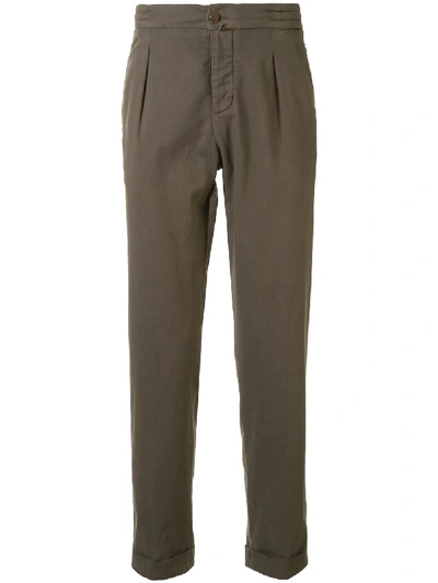 Shop Kiton High-waisted Straight Leg Trousers In Brown