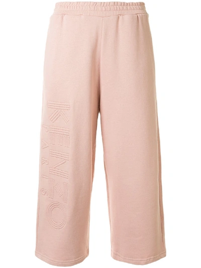 Shop Kenzo Logo Cropped Track Pants In Pink