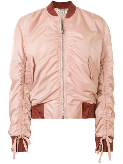 Shop Kenzo Ruched Bomber Jacket In Pink