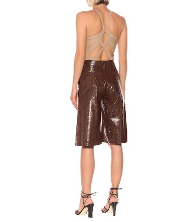 Shop Dodo Bar Or High-rise Leather Bermuda Shorts In Brown