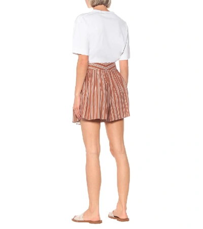 Shop Chloé Striped Cotton Shorts In Orange