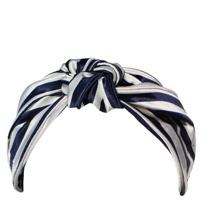 Shop Slip Silk Knot Headband (various Colors) In Navy Stripe