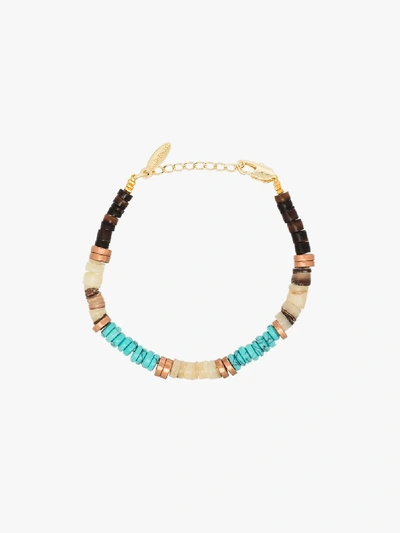 Shop All The Must Gold-plated Precious Heishi Beaded Bracelet In Blue