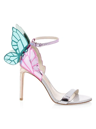 Shop Sophia Webster Chiara Butterfly Metallic Leather Sandals In Silver Multi