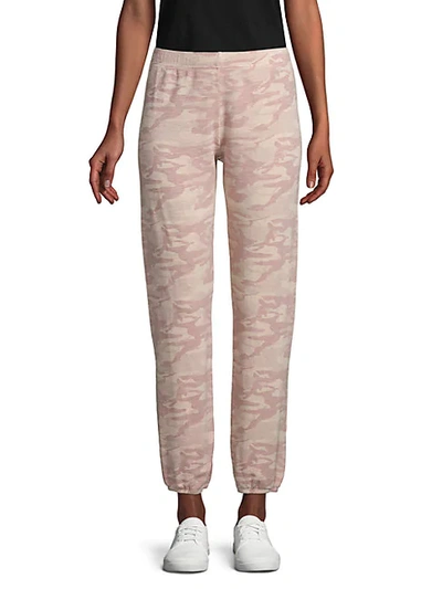 Shop Monrow Camouflage Cropped Jogger Pants In Dusty Blue