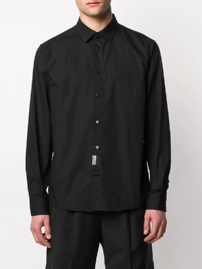 Shop Versace Jeans Couture Slogan Print Shirt In Black