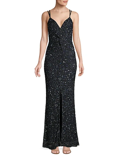 Shop Parker Luna Sleeveless Sequin Gown In Midnight