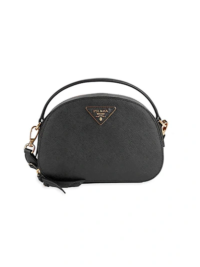Shop Prada Odette Leather Top Handle Bag In Black