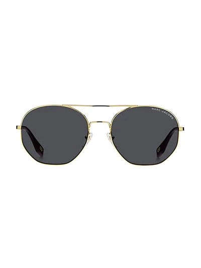 Shop Marc Jacobs 57mm Oval Sunglasses In Black Gold