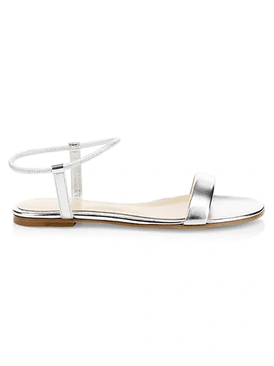 Shop Gianvito Rossi Jaime Metallic Leather Flat Sandals In Silver