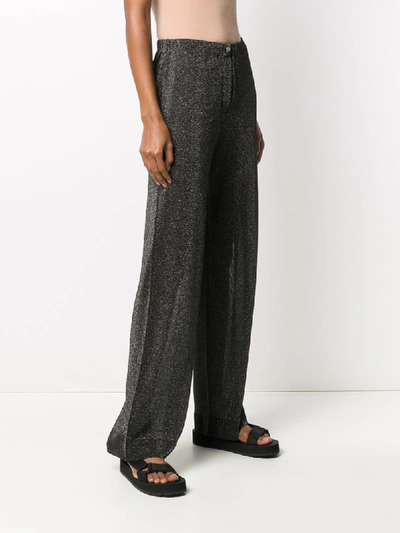 Shop Alanui Sheer Glitter Knit Trousers In Black