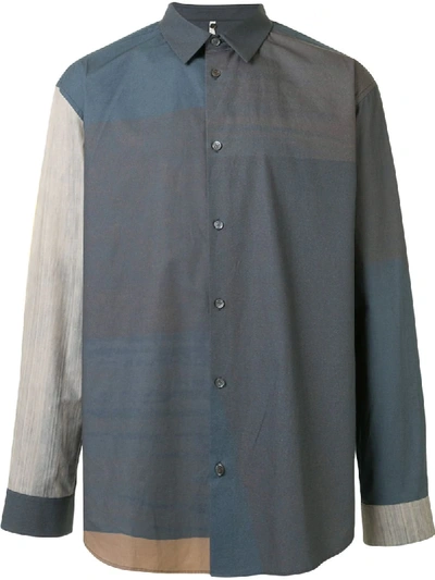 Shop Oamc Colour Block Slouchy Fit Shirt In Blue