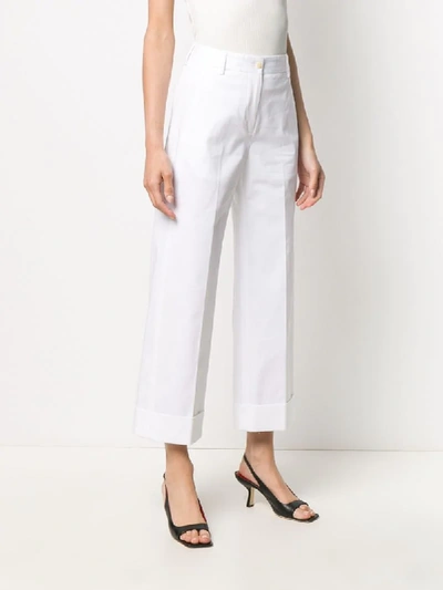 Shop Brag-wette High-rise Wide-leg Cropped Trousers In White