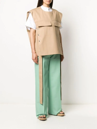 Plan C Oversized Utility Vest In Neutrals
