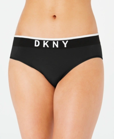 Shop Dkny Litewear Logo Waistband Seamless Bikini Underwear Dk5031 In Black/white