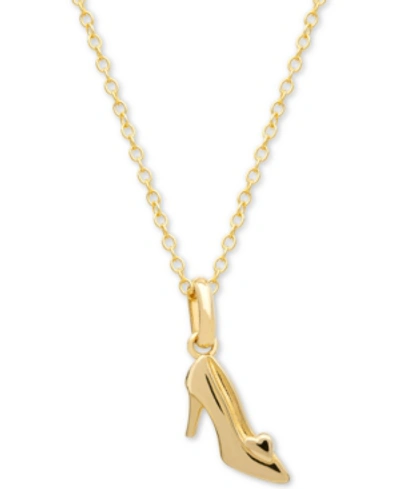 Shop Disney Children's Cinderella Slipper 15" Pendant Necklace In 14k Gold In Yellow Gold