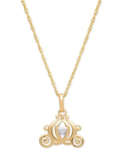 Shop Disney Children's Carriage 15" Pendant Necklace In 14k Gold In Yellow Gold