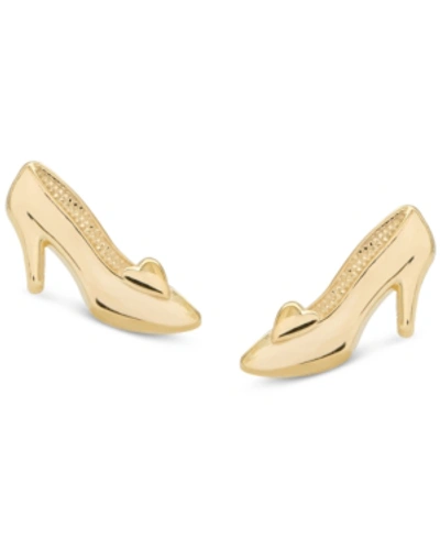 Shop Disney Children's Cinderella Slipper Stud Earrings In 14k Gold In Yellow Gold