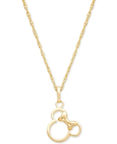 Shop Disney Children's Minnie Mouse Silhouette 15" Pendant Necklace In 14k Gold In Yellow Gold