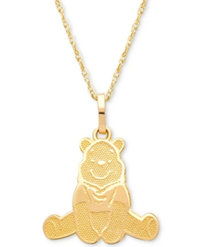 Shop Disney Children's Winnie The Pooh 15" Pendant Necklace In 14k Gold In Yellow Gold