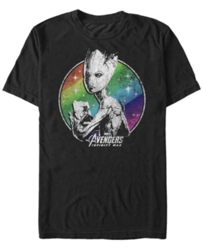 Shop Marvel Men's Avengers Infinity War Rainbow Stars Groot Short Sleeve T-shirt In Black