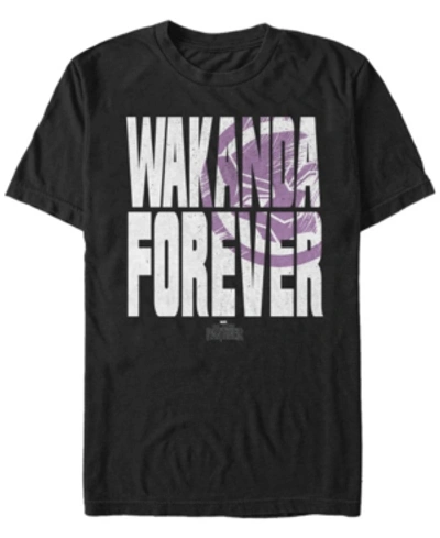 Marvel Men's Black Panther Wakanda Forever Panther Logo Short Sleeve T-shirt In Black