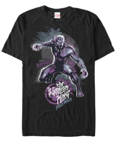 Marvel Men's Black Panther Geometric Warrior King Short Sleeve T-shirt In Black