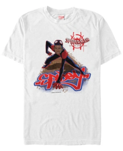 Shop Marvel Men's Spider-man Into The Spiderverse Miles Spidey Stance Short Sleeve T-shirt In White