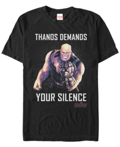 Shop Marvel Men's Avengers Infinity War Thanos Demands Silence Short Sleeve T-shirt In Black
