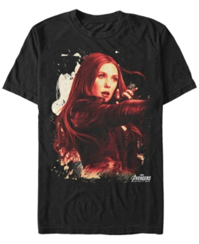 Marvel Men's Avengers Infinity War Painted Splatter The Scarlet Witch Short Sleeve T-shirt In Black