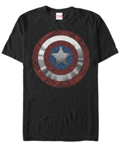 Marvel Men's Comic Collection Captain America Comic Style Shield Short Sleeve T-shirt In Black
