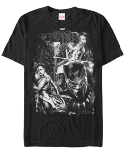 Marvel Men's Black Panther Group Action Pose Short Sleeve T-shirt In Black