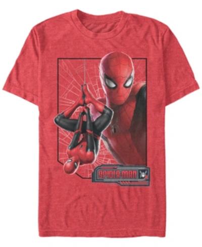 Shop Marvel Men's Spider-man Upside-down Profile Spider-man Short Sleeve T-shirt In Red Heathe