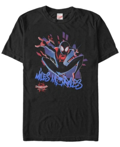 Shop Marvel Men's Spider-man Into The Spiderverse Miles Morales Short Sleeve T-shirt In Black