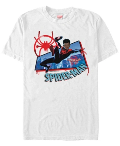 Shop Marvel Men's Spider-man Into The Spiderverse City Miles Web Action Short Sleeve T-shirt In White
