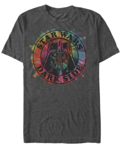 Star Wars Men's Classic Tie Dye Darth Vader Dark Side Logo Short Sleeve T-shirt In Charcoal Heather