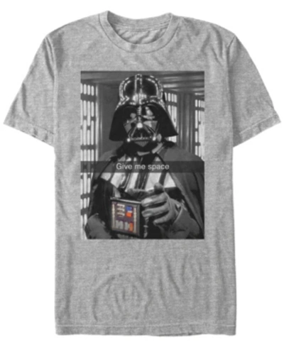 Shop Star Wars Men's Classic Darth Vader Give Me Space Short Sleeve T-shirt In Gray