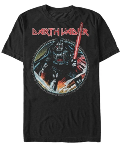 Shop Star Wars Men's Classic Darth Vader Metal Band Short Sleeve T-shirt In Black