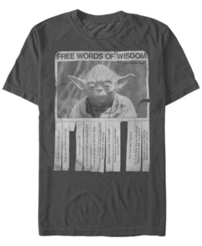 Shop Star Wars Men's Yoda Free Words Of Wisdom Short Sleeve T-shirt In Charcoal