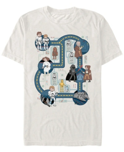 Star Wars Men's Classic Cartoon Death Star Map Short Sleeve T-shirt In Natural