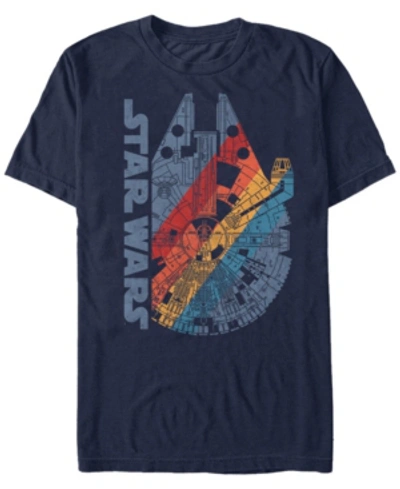 Shop Star Wars Men's Classic Rainbow Millennium Falcon Logo Short Sleeve T-shirt In Navy
