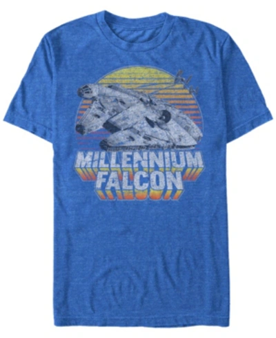 Shop Star Wars Men's Classic Millennium Falcon Sunset Short Sleeve T-shirt In Royal Blue