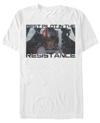 Shop Star Wars Men's Poe Dameron Best Pilot In The Resistance Short Sleeve T-shirt In White