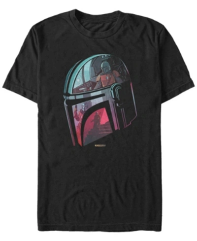 Shop Star Wars Men's Mandalorian Helmet Reflection T-shirt In Black