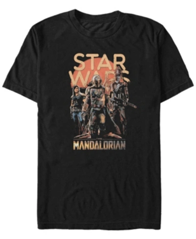 Shop Star Wars Men's Mandalorian Red Sun Boba Fett Group T-shirt In Black
