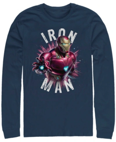 Shop Marvel Men's Avengers Endgame Iron Man Particle Burst, Long Sleeve T-shirt In Navy
